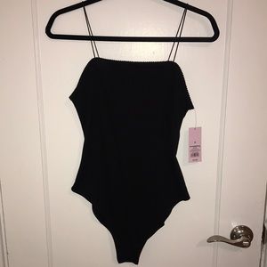 Spaghetti Strap Ribbed Bodysuit